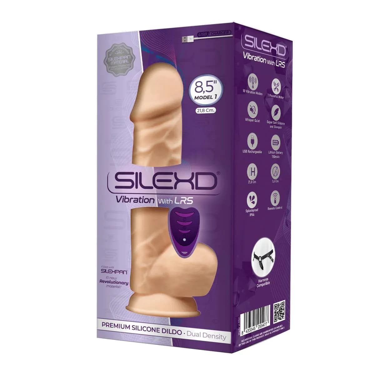 SileXD Вибростимулятор-реалистик Model 1 с пультом ДУ Adrien Lastic , c вибрацией, длина 21.50 см, диаметр 5.10 см