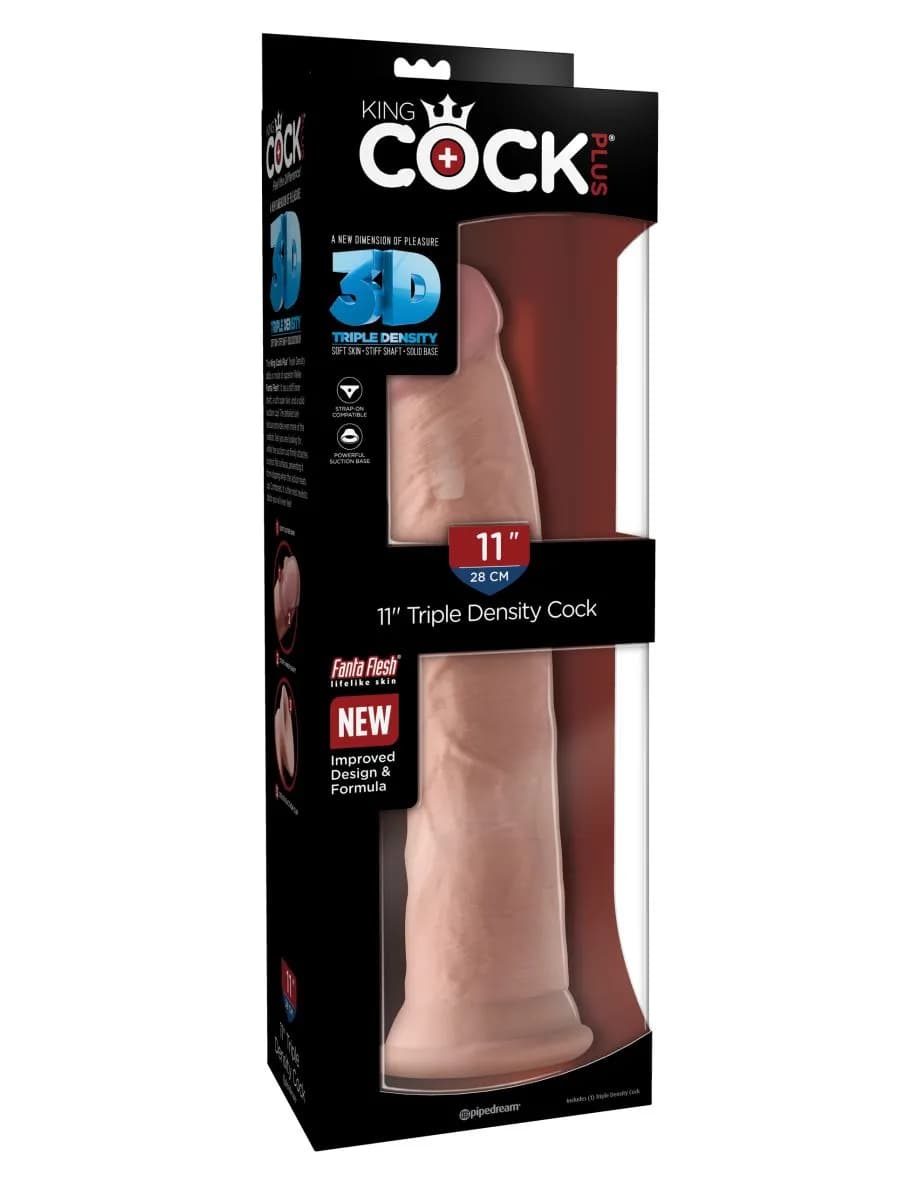 Фаллоимитатор на присоске Тройная плотность King Cock Plus 11 Triple Density Cock Pipedream, диаметр 5.00 см 