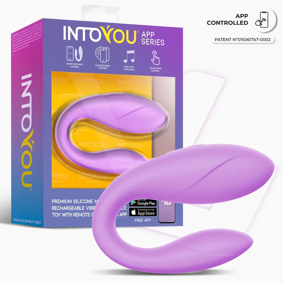 Интерактивный вибромассажёр для пар Couple Toy Lavender IntoYou, c вибрацией, длина 9.20 см, диаметр 3.30 см