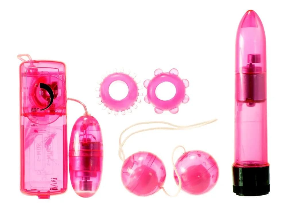 Вибромассажер для пар в наборе с насадками Me You Us Classic Crystal Couples Kit Pink