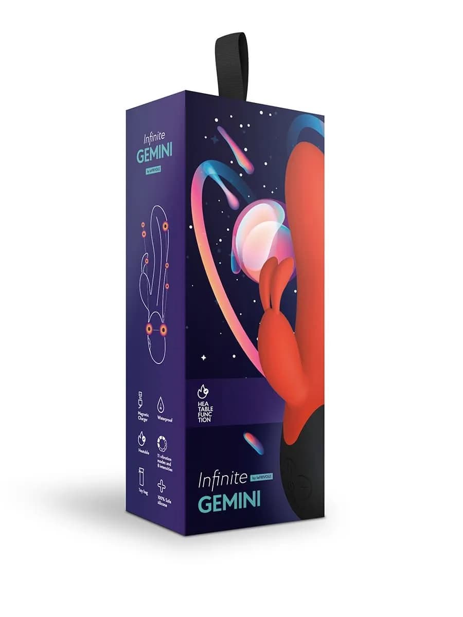 Нагреваемый вибратор кролик Gemini, цвет алый (INFINITE collection)