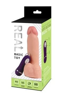 Реалистичный фаллоимитатор REAL с вибрацией и пультом управления, PVC, 20х3 см