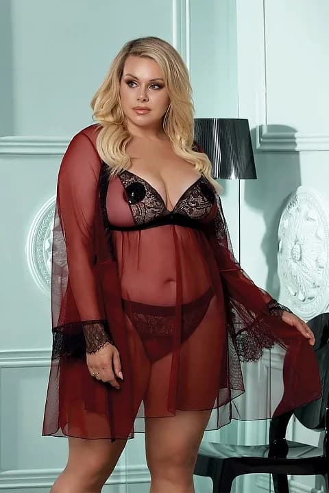 Бордовый пеньюар Arabella 3XL\4XL,