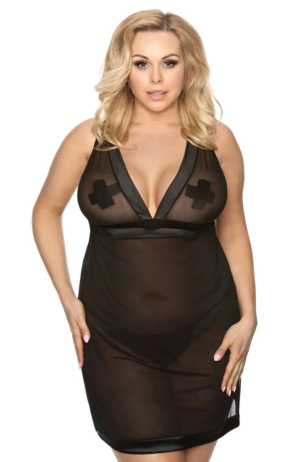 Комбинация черный Сорочка + стринги Samara 3XL\4XL